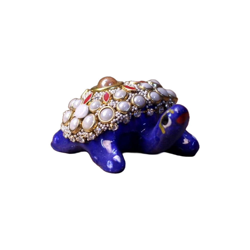 Handcrafted  Metal Stone Colorful Studded  Tortoise 1 Inches for Home Decoration Living Room Gift Diwali Decoration
